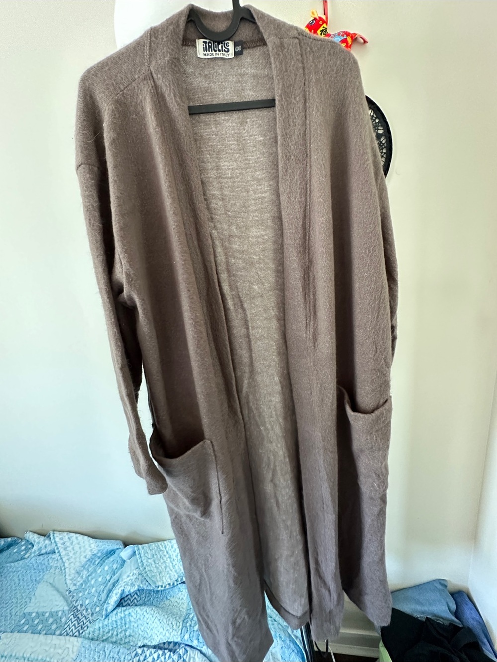 Relaxed Open-Front Long Cardigan - Taupe